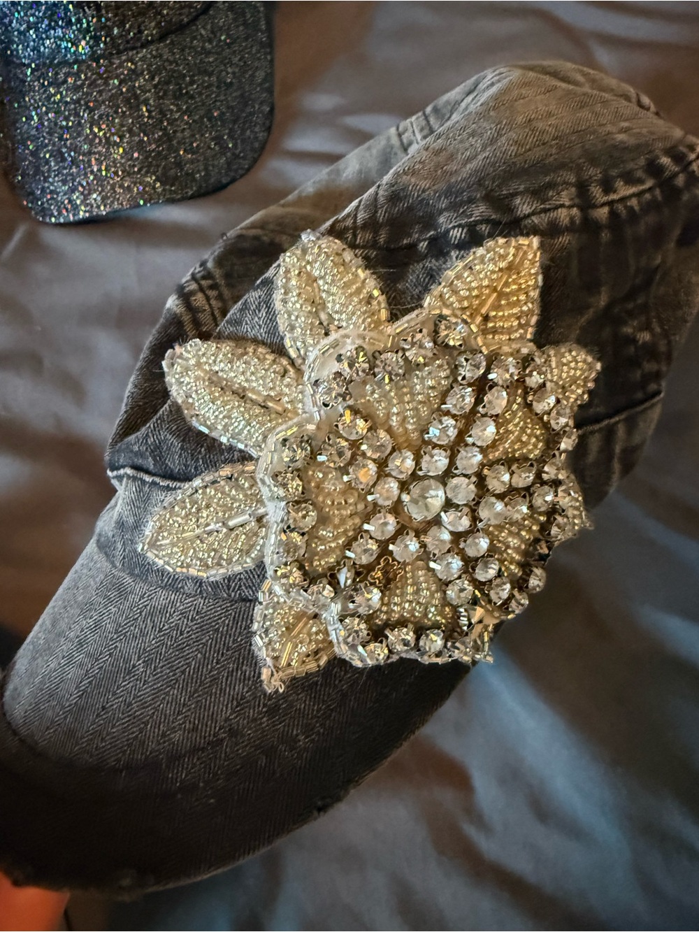 Embellished Crystal Flower Patch Beaded Applique